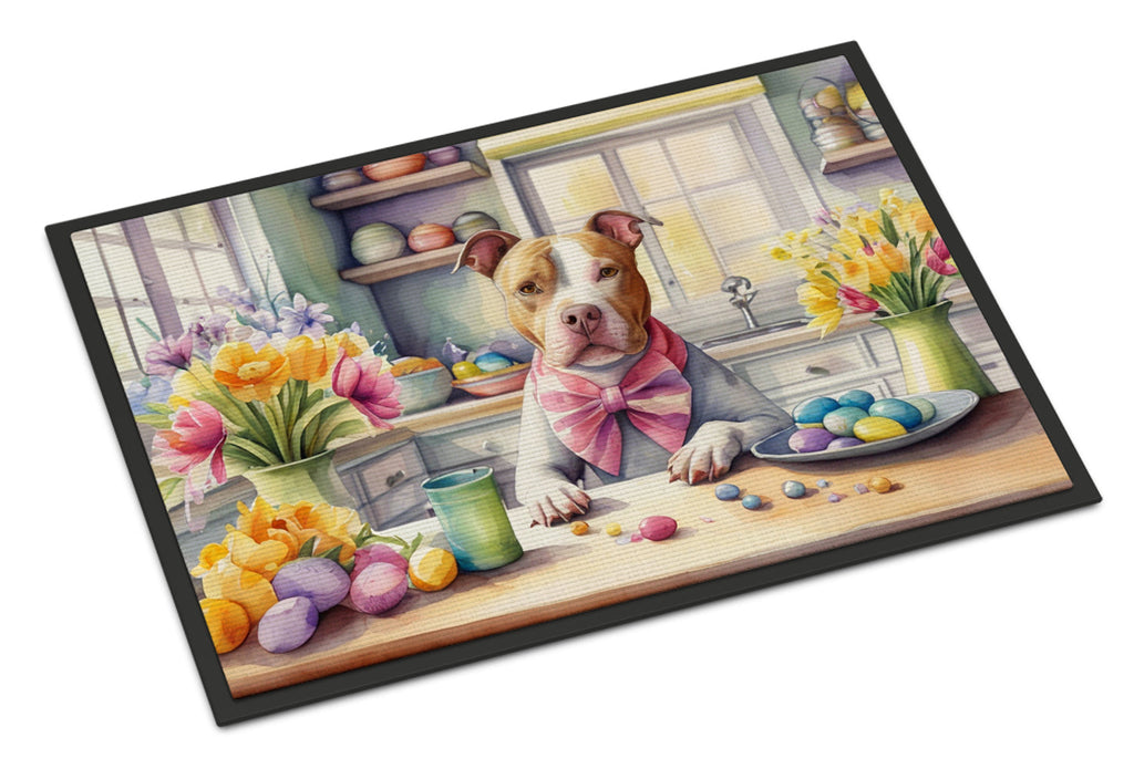 Decorating Easter Pit Bull Terrier Doormat Indoor Outdoor 24H X 36W Front Door Mat Rugs for Entryway, Non Slip Washable Low Pile,