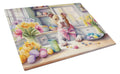 Decorating Easter Pit Bull Terrier Cutting Board Tempered Glass Kitchen Cutting Surface, Heat Resistant Chopping, Non-Slip Feet, Food Prep & Serving