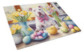 Decorating Easter Pit Bull Terrier Cutting Board Tempered Glass Kitchen Cutting Surface, Heat Resistant Chopping, Non-Slip Feet, Food Prep & Serving