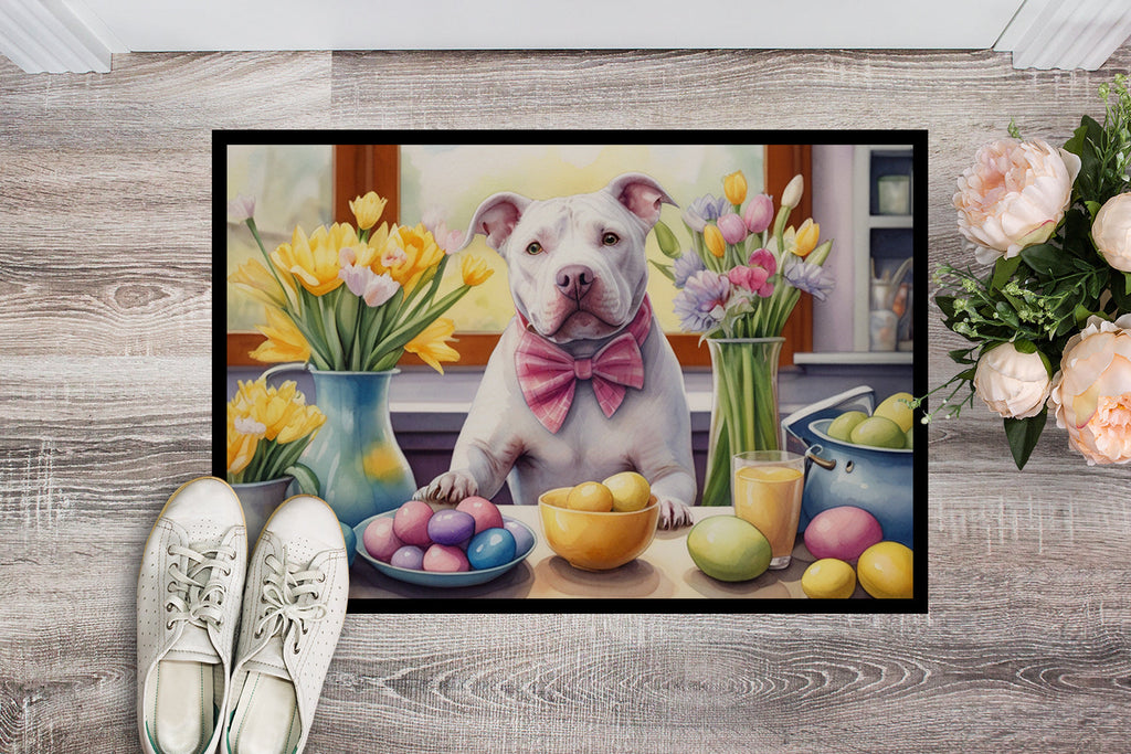 Decorating Easter Pit Bull Terrier Doormat Indoor Outdoor 18H X 27W Front Door Mat Rugs for Entryway, Non Slip Washable