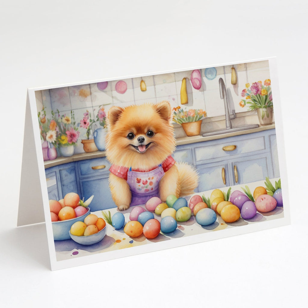 Decorating Easter Pomeranian Greeting Cards Pack of 8 Blank Cards with Envelopes Whimsical A7 Size 5x7