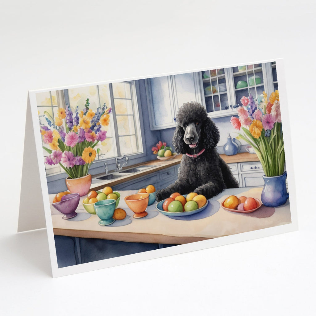 Decorating Easter Black Poodle Greeting Cards Pack of 8 Blank Cards with Envelopes Whimsical A7 Size 5x7