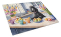Decorating Easter Black Poodle Cutting Board Tempered Glass Kitchen Cutting Surface, Heat Resistant Chopping, Non-Slip Feet, Food Prep & Serving