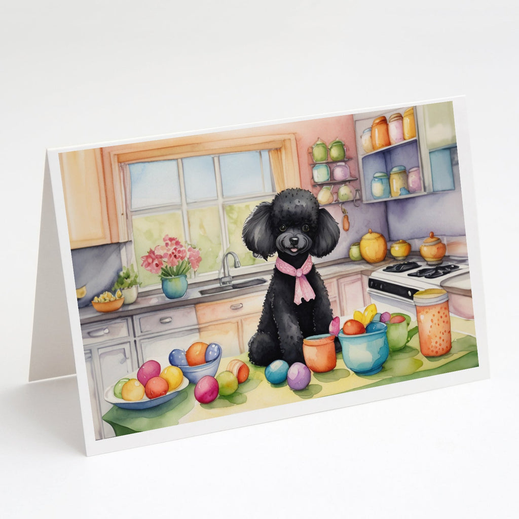 Decorating Easter Black Poodle Greeting Cards Pack of 8 Blank Cards with Envelopes Whimsical A7 Size 5x7