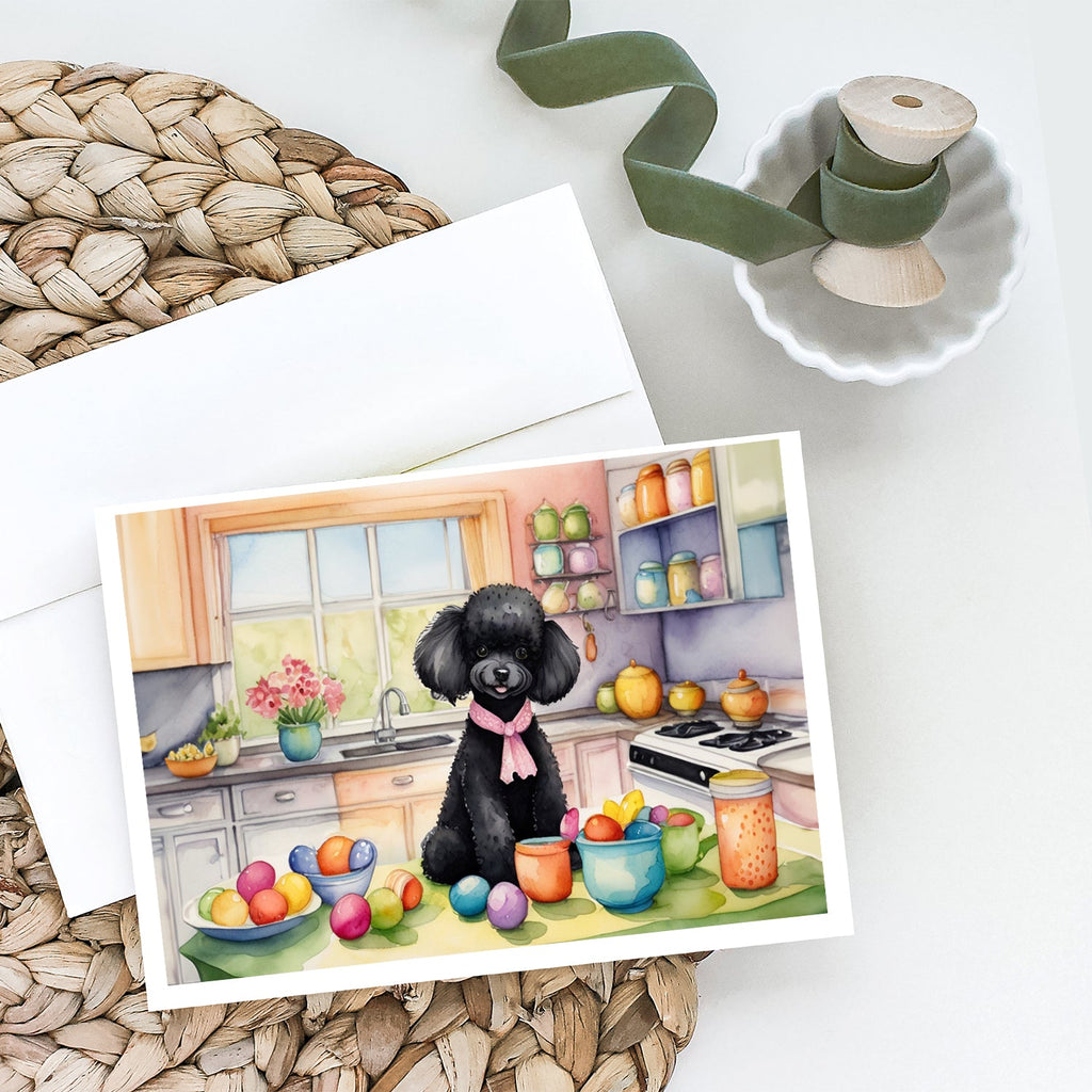 Decorating Easter Black Poodle Greeting Cards Pack of 8 Blank Cards with Envelopes Whimsical A7 Size 5x7