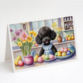 Decorating Easter Black Poodle Greeting Cards Pack of 8 Blank Cards with Envelopes Whimsical A7 Size 5x7