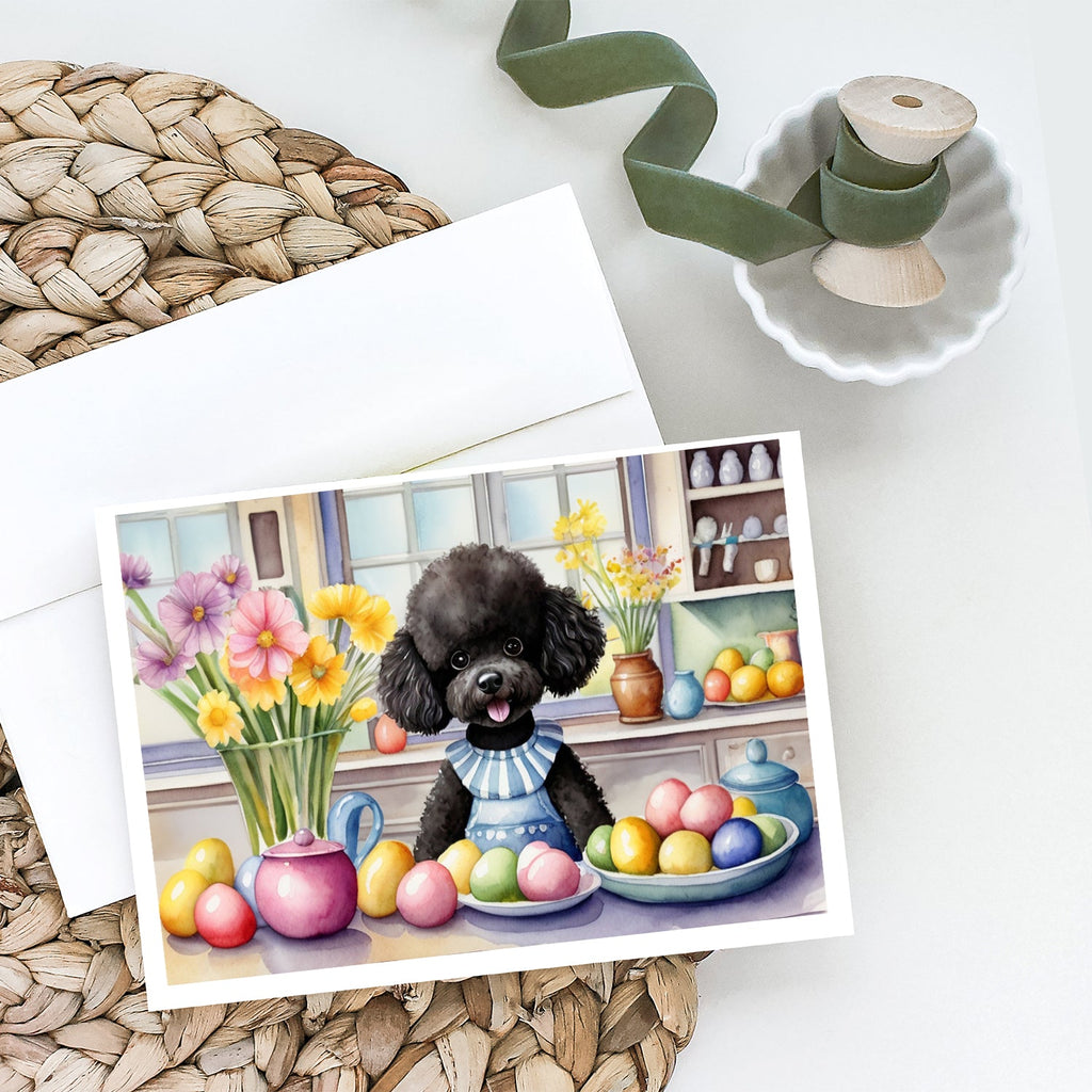 Decorating Easter Black Poodle Greeting Cards Pack of 8 Blank Cards with Envelopes Whimsical A7 Size 5x7