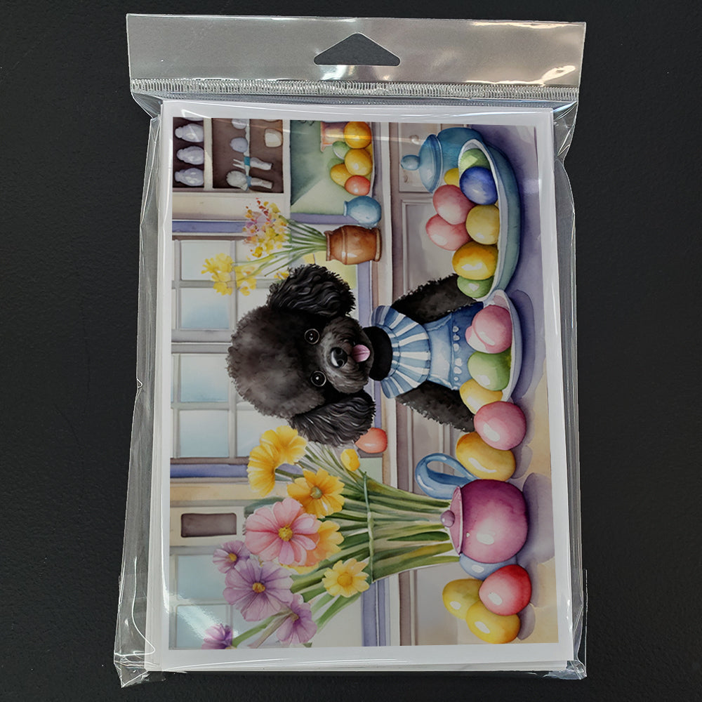 Decorating Easter Black Poodle Greeting Cards Pack of 8 Blank Cards with Envelopes Whimsical A7 Size 5x7