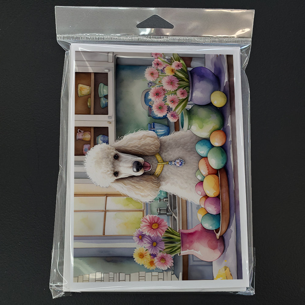 Decorating Easter White Poodle Greeting Cards Pack of 8 Blank Cards with Envelopes Whimsical A7 Size 5x7