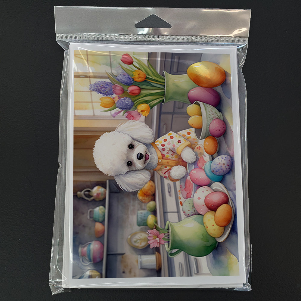 Decorating Easter White Poodle Greeting Cards Pack of 8 Blank Cards with Envelopes Whimsical A7 Size 5x7