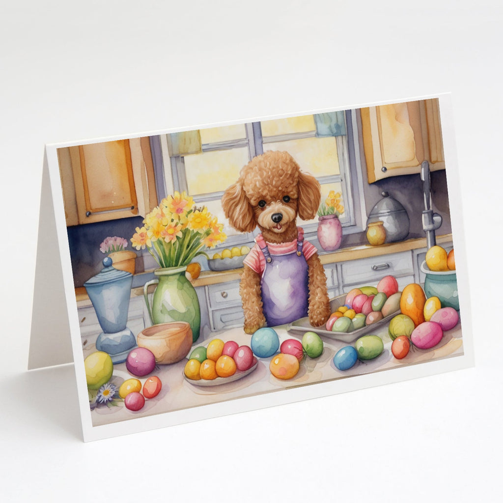 Decorating Easter Poodle Greeting Cards Pack of 8 Blank Cards with Envelopes Whimsical A7 Size 5x7