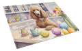 Decorating Easter Poodle Cutting Board Tempered Glass Kitchen Cutting Surface, Heat Resistant Chopping, Non-Slip Feet, Food Prep & Serving