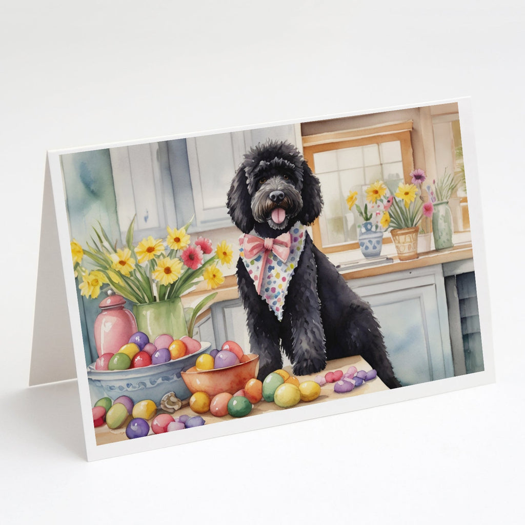 Decorating Easter Portuguese Water Dog Greeting Cards Pack of 8 Blank Cards with Envelopes Whimsical A7 Size 5x7