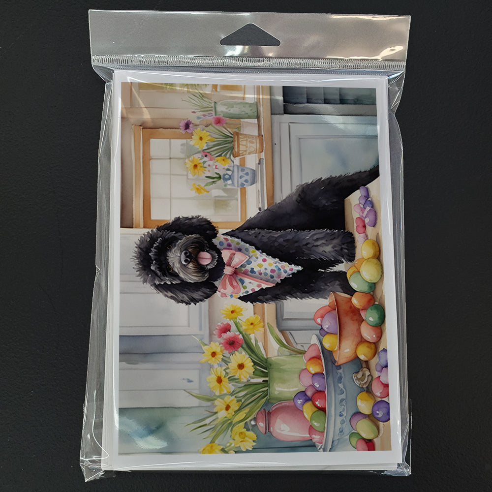 Decorating Easter Portuguese Water Dog Greeting Cards Pack of 8 Blank Cards with Envelopes Whimsical A7 Size 5x7
