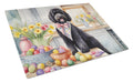 Decorating Easter Portuguese Water Dog Cutting Board Tempered Glass Kitchen Cutting Surface, Heat Resistant Chopping, Non-Slip Feet, Food Prep & Serving