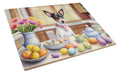 Decorating Easter Rat Terrier Cutting Board Tempered Glass Kitchen Cutting Surface, Heat Resistant Chopping, Non-Slip Feet, Food Prep & Serving