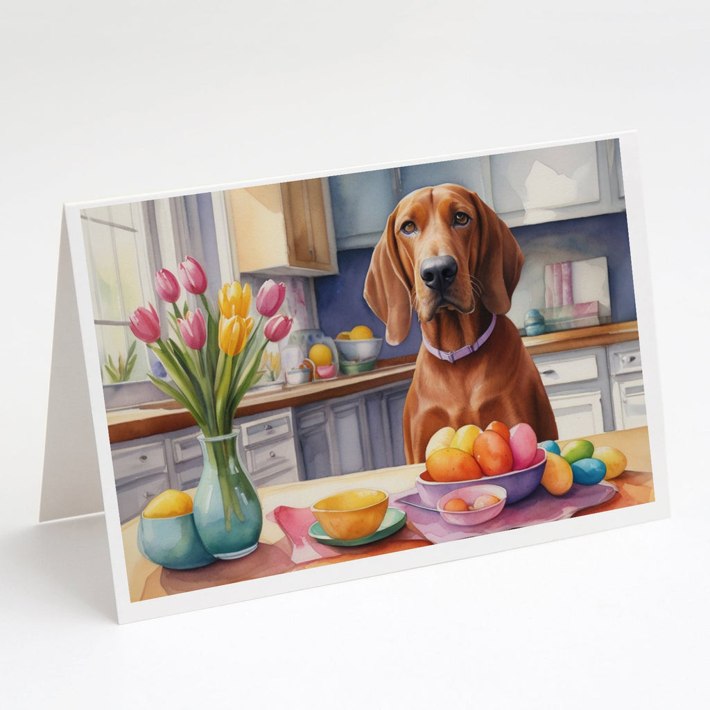 Decorating Easter Redbone Coonhound Greeting Cards Pack of 8 Blank Cards with Envelopes Whimsical A7 Size 5x7