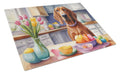 Decorating Easter Redbone Coonhound Cutting Board Tempered Glass Kitchen Cutting Surface, Heat Resistant Chopping, Non-Slip Feet, Food Prep & Serving