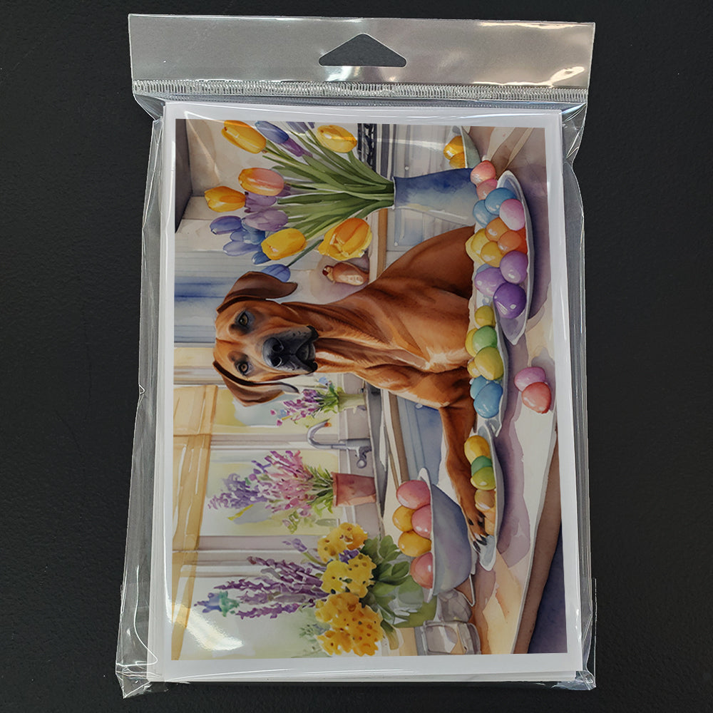 Decorating Easter Rhodesian Ridgeback Greeting Cards Pack of 8 Blank Cards with Envelopes Whimsical A7 Size 5x7