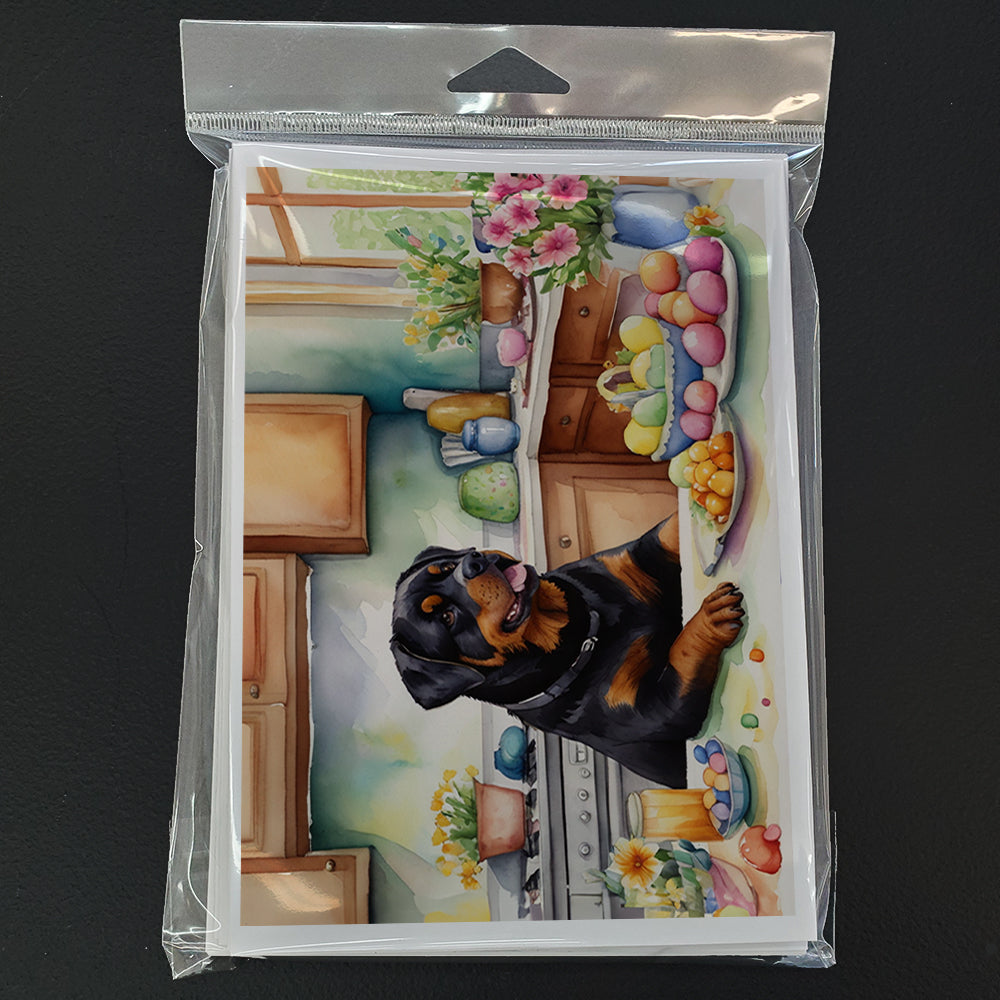 Decorating Easter Rottweiler Greeting Cards Pack of 8 Blank Cards with Envelopes Whimsical A7 Size 5x7