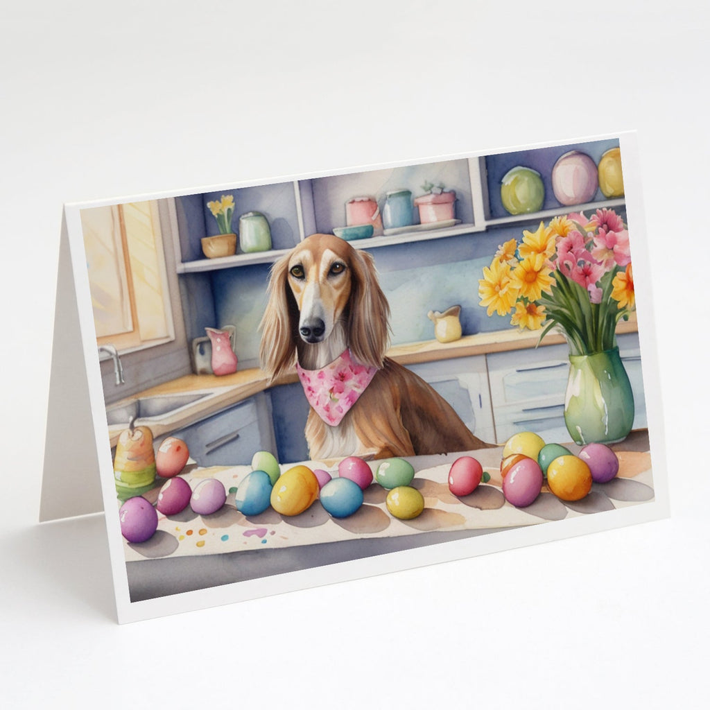 Decorating Easter Saluki Greeting Cards Pack of 8 Blank Cards with Envelopes Whimsical A7 Size 5x7