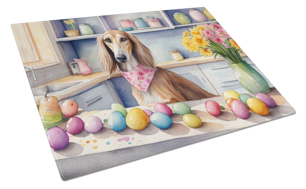 Decorating Easter Saluki Cutting Board Tempered Glass Kitchen Cutting Surface, Heat Resistant Chopping, Non-Slip Feet, Food Prep & Serving
