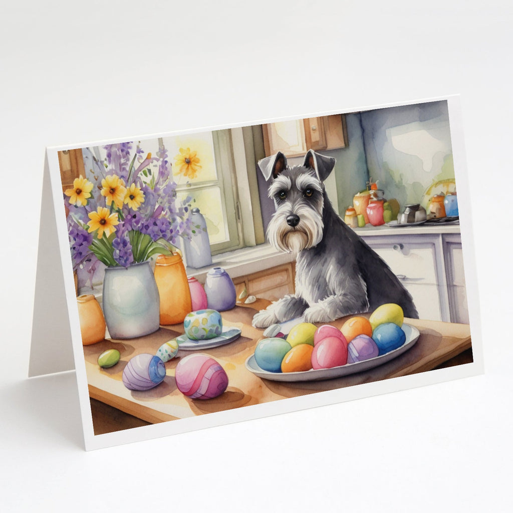 Decorating Easter Schnauzer Greeting Cards Pack of 8 Blank Cards with Envelopes Whimsical A7 Size 5x7