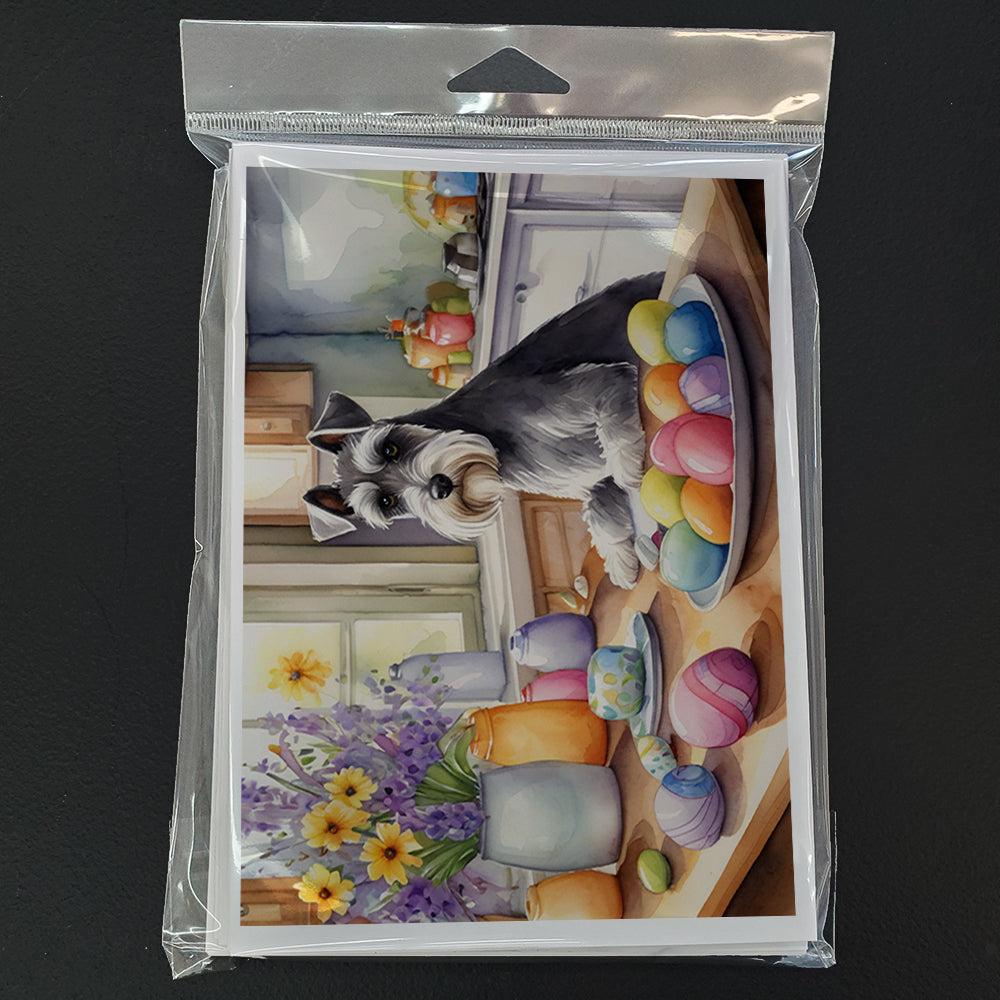 Decorating Easter Schnauzer Greeting Cards Pack of 8 Blank Cards with Envelopes Whimsical A7 Size 5x7