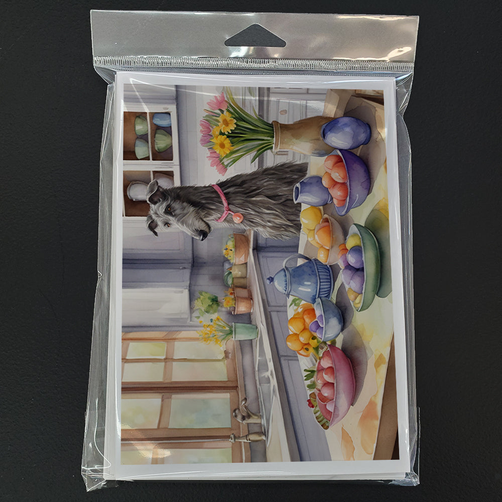 Decorating Easter Scottish Deerhound Greeting Cards Pack of 8 Blank Cards with Envelopes Whimsical A7 Size 5x7