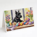 Decorating Easter Scottish Terrier Greeting Cards Pack of 8 Blank Cards with Envelopes Whimsical A7 Size 5x7