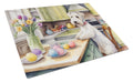 Decorating Easter Sealyham Terrier Cutting Board Tempered Glass Kitchen Cutting Surface, Heat Resistant Chopping, Non-Slip Feet, Food Prep & Serving