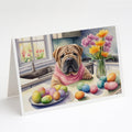 Decorating Easter Shar Pei Greeting Cards Pack of 8 Blank Cards with Envelopes Whimsical A7 Size 5x7