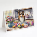 Decorating Easter Sheltie Greeting Cards Pack of 8 Blank Cards with Envelopes Whimsical A7 Size 5x7