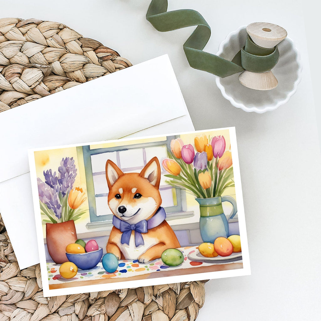Decorating Easter Shiba Inu Greeting Cards Pack of 8 Blank Cards with Envelopes Whimsical A7 Size 5x7