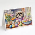 Decorating Easter Shih Tzu Greeting Cards Pack of 8 Blank Cards with Envelopes Whimsical A7 Size 5x7