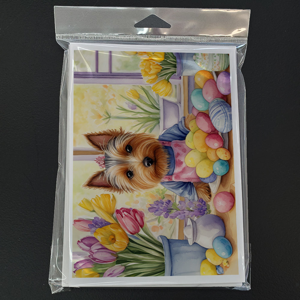 Decorating Easter Silky Terrier Greeting Cards Pack of 8 Blank Cards with Envelopes Whimsical A7 Size 5x7