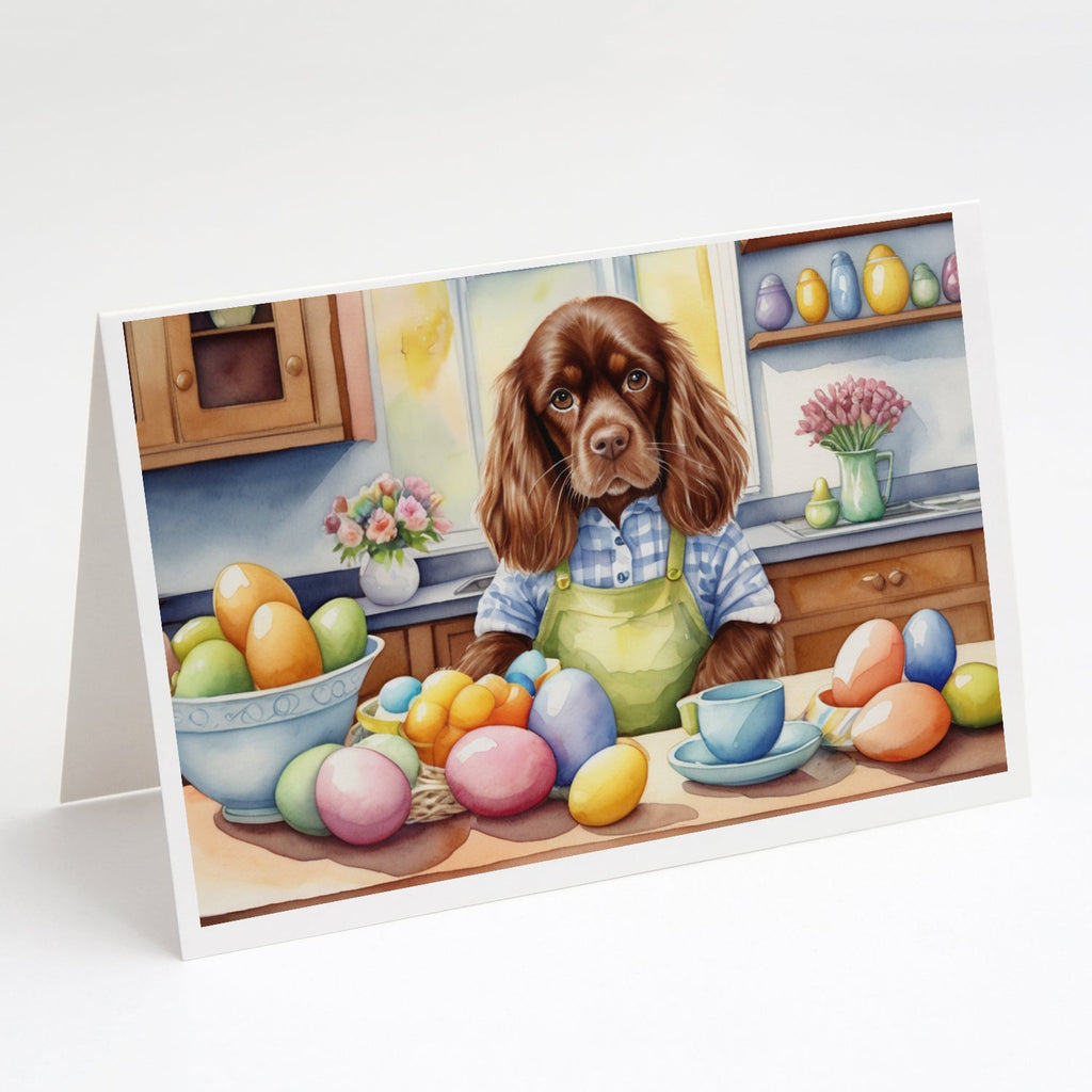 Decorating Easter Sussex Spaniel Greeting Cards Pack of 8 Blank Cards with Envelopes Whimsical A7 Size 5x7