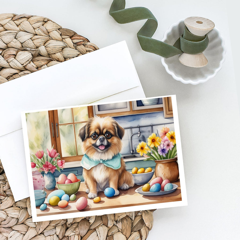 Decorating Easter Tibetan Spaniel Greeting Cards Pack of 8 Blank Cards with Envelopes Whimsical A7 Size 5x7