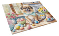 Decorating Easter Tibetan Spaniel Cutting Board Tempered Glass Kitchen Cutting Surface, Heat Resistant Chopping, Non-Slip Feet, Food Prep & Serving