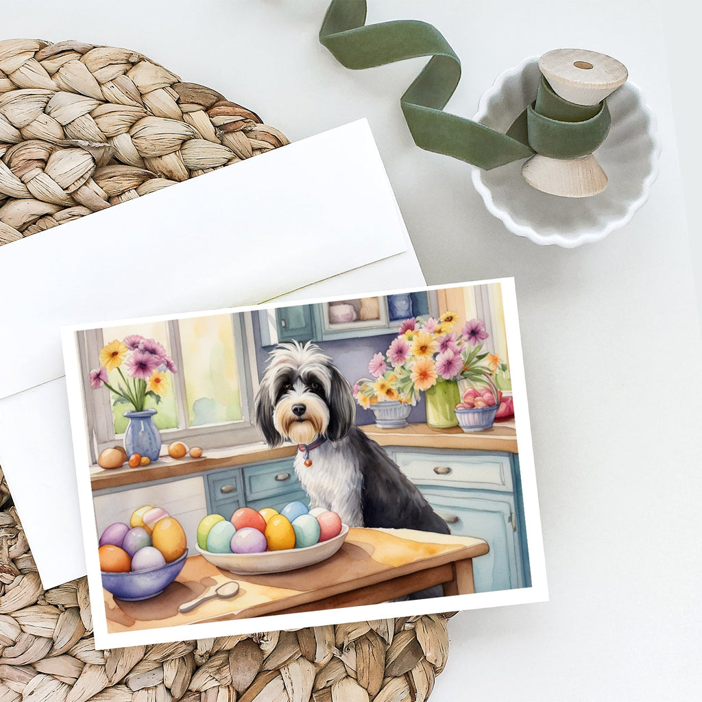 Decorating Easter Tibetan Terrier Greeting Cards Pack of 8 Blank Cards with Envelopes Whimsical A7 Size 5x7