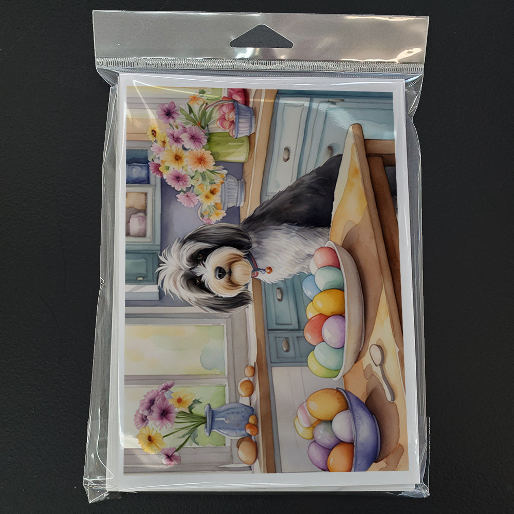 Decorating Easter Tibetan Terrier Greeting Cards Pack of 8 Blank Cards with Envelopes Whimsical A7 Size 5x7