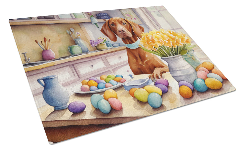 Decorating Easter Vizsla Cutting Board Tempered Glass Kitchen Cutting Surface, Heat Resistant Chopping, Non-Slip Feet, Food Prep & Serving
