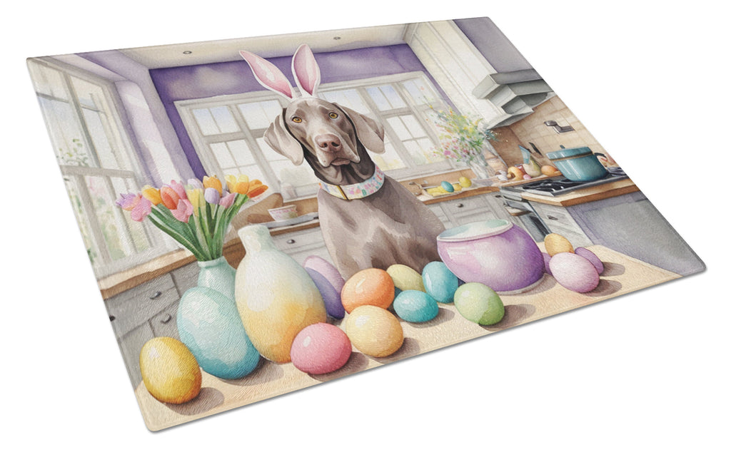 Decorating Easter Weimaraner Cutting Board Tempered Glass Kitchen Cutting Surface, Heat Resistant Chopping, Non-Slip Feet, Food Prep & Serving