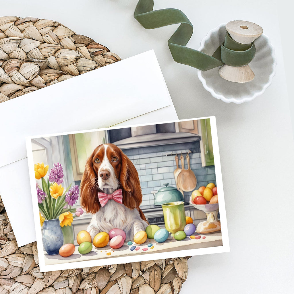 Decorating Easter Welsh Springer Spaniel Greeting Cards Pack of 8 Blank Cards with Envelopes Whimsical A7 Size 5x7