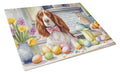 Decorating Easter Welsh Springer Spaniel Cutting Board Tempered Glass Kitchen Cutting Surface, Heat Resistant Chopping, Non-Slip Feet, Food Prep & Serving