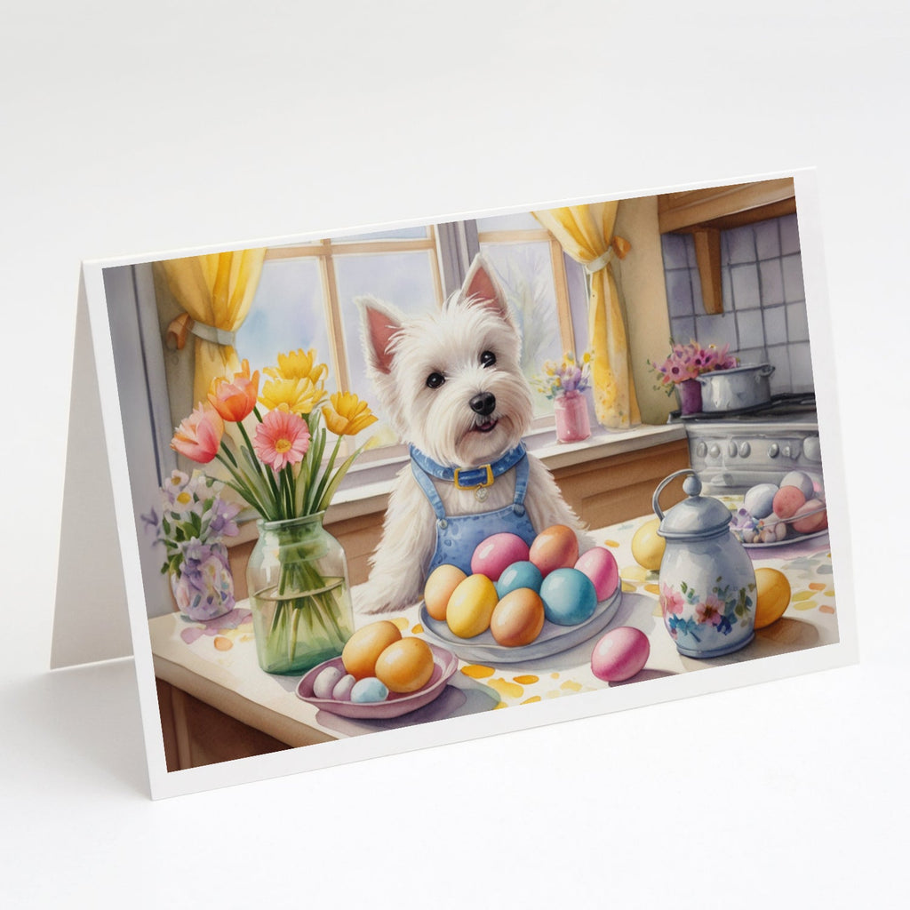 Decorating Easter Westie Greeting Cards Pack of 8 Blank Cards with Envelopes Whimsical A7 Size 5x7