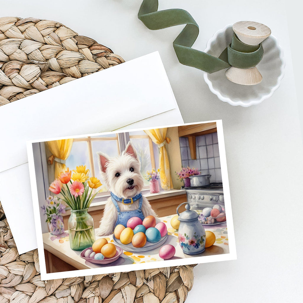 Decorating Easter Westie Greeting Cards Pack of 8 Blank Cards with Envelopes Whimsical A7 Size 5x7