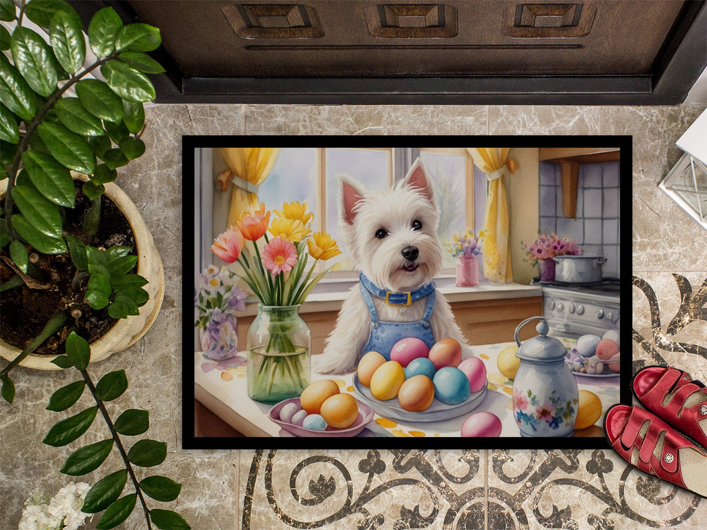 Decorating Easter Westie Doormat Indoor Outdoor 18H X 27W Front Door Mat Rugs for Entryway, Non Slip Washable