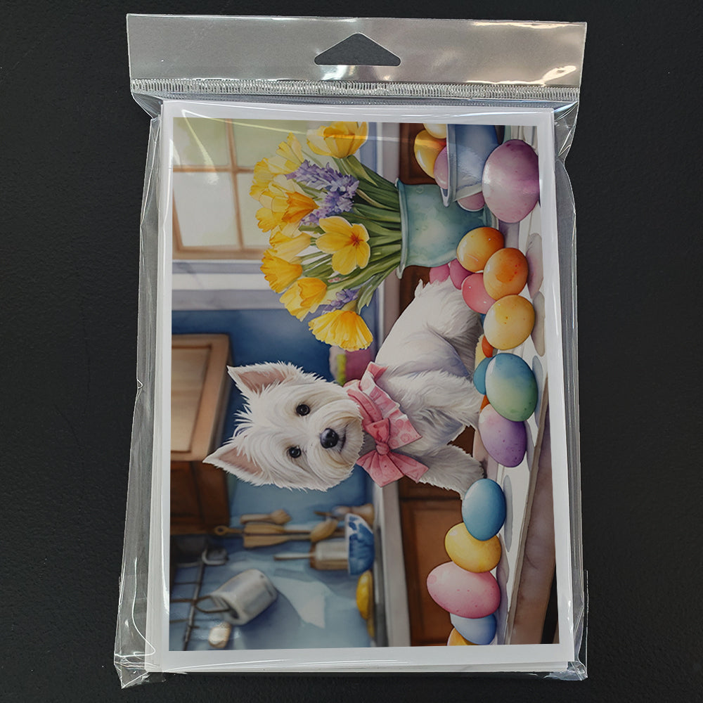 Decorating Easter Westie Greeting Cards Pack of 8 Blank Cards with Envelopes Whimsical A7 Size 5x7
