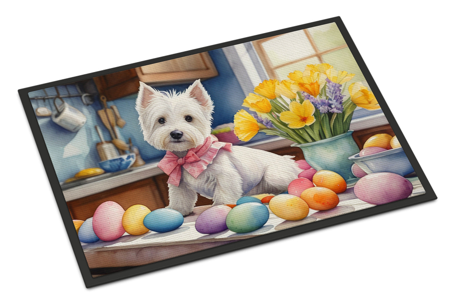 Decorating Easter Westie Doormat Indoor Outdoor 24H X 36W Front Door Mat Rugs for Entryway, Non Slip Washable Low Pile,